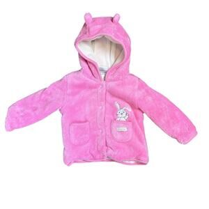 Absorba Pink Hooded Fleece Jacket with Bunny Design size 3-6 mos